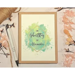 Personalisierte Geldgeschenkbox zum Geburtstag für Künstler – Kreative Geschenkidee mit Glückwunschkarte & Leinensäckchen