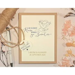 Personalisierte Geldgeschenkbox zur Hochzeit – Geschenkbox für Reiseliebhaber & Ehejubiläum
