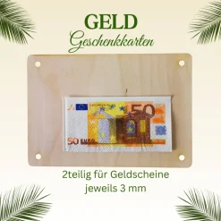 Personalisierte Geldgeschenkkarte zur Hochzeit aus Birkenholz & MDF – Gravur, handgefertigt, 16x11 cm