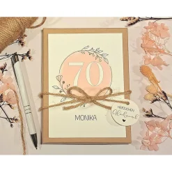 Personalisierte Geldgeschenk-Box zum 70. Geburtstag – Geschenkidee mit Namen & Glückwunschkarte