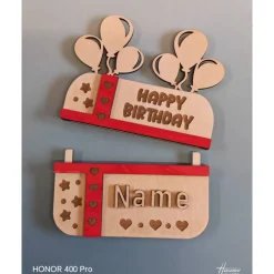 Personalisierte Geldscheinverpackung aus Holz – Gutscheinverpackung mit Gravur & Schleife zum Geburtstag