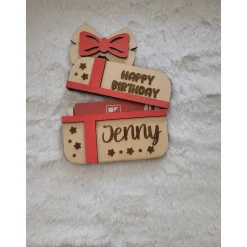 Personalisierte Geldscheinverpackung aus Holz – Gutscheinverpackung mit Gravur & Schleife zum Geburtstag