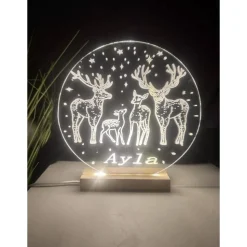 Personalisierte  Geschenk-  Deko Nachtlicht - Weihnachtgeschenk für alle Familien-Rentierfamilie-Schnee- Wald-