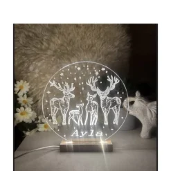 Personalisierte  Geschenk-  Deko Nachtlicht - Weihnachtgeschenk für alle Familien-Rentierfamilie-Schnee- Wald-