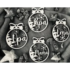 Personalisierte Geschenkanhänger, Christbaumanhänger im 4-er Set aus Holz, verschiedene Farben. Christbaumkugel, Weihnac