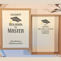 Personalisierte Geschenkbox zum Master Abschluss - Geldgeschenk Verpackung zum Studiunabschluss