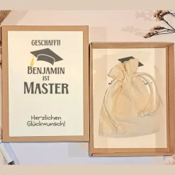 Personalisierte Geschenkbox zum Master Abschluss - Geldgeschenk Verpackung zum Studiunabschluss