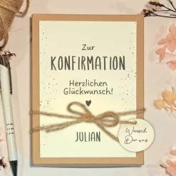Personalisierte Geschenkbox zur Konfirmation – Stilvolle Geldgeschenk Verpackung mit Karte & Namen