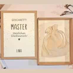 Personalisierte Geschenkbox Masterabschluss – Geldgeschenk Verpackung & Karte