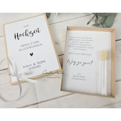 Personalisierte Geschenkbox Zur Hochzeit mit Trockenblumenstrauß - Geldgeschenk - NATUR