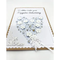 Personalisierte Glückwunschkarte mit Herzen und Jahreszahl – Handgemachte Jubiläumskarte