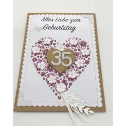 Personalisierte Glückwunschkarte mit Herzen und Jahreszahl – Handgemachte Jubiläumskarte