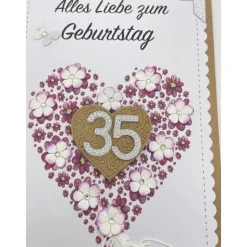 Personalisierte Glückwunschkarte mit Herzen und Jahreszahl – Handgemachte Jubiläumskarte