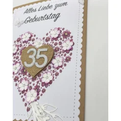 Personalisierte Glückwunschkarte mit Herzen und Jahreszahl – Handgemachte Jubiläumskarte