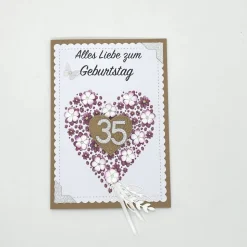 Personalisierte Glückwunschkarte mit Herzen und Jahreszahl – Handgemachte Jubiläumskarte