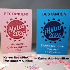 Personalisierte Glückwunschkarte zum Abitur 2026 – Liebevoll handgefertigt in vielen Farben!  Motiv Herz