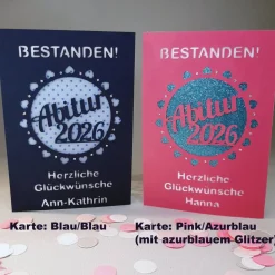 Personalisierte Glückwunschkarte zum Abitur 2026 – Liebevoll handgefertigt in vielen Farben!  Motiv Herz