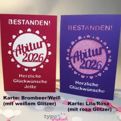 Personalisierte Glückwunschkarte zum Abitur 2026 – Liebevoll handgefertigt in vielen Farben!  Motiv Herz