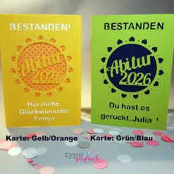 Personalisierte Glückwunschkarte zum Abitur 2026 – Liebevoll handgefertigt in vielen Farben!  Motiv Herz