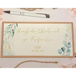 Personalisierte Glückwunschkarte zur Konfirmation mit Namen – Handgemachte Geschenkkarte für Geldgeschenke