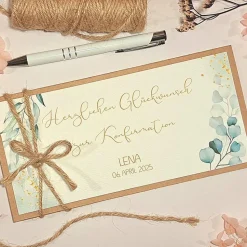 Personalisierte Glückwunschkarte zur Konfirmation mit Namen – Handgemachte Geschenkkarte für Geldgeschenke
