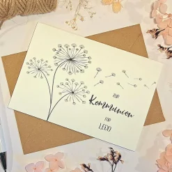 Personalisierte Glückwunschkarte zur Kommunion – Individuelle Karte für die Erstkommunion mit Namen