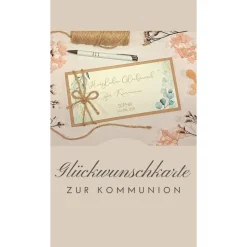 Personalisierte Glückwunschkarte zur Kommunion mit Namen – Handgemachte Geldgeschenk-Karte Erstkommunion