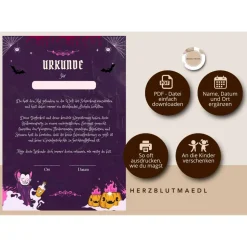 Personalisierte Halloween-Urkunden - Perfekt für Halloweenpartys und DIY-Projekte - digitaler Download DIN A4 | Spiele f