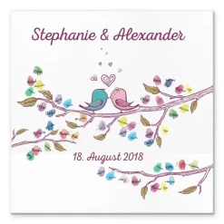 Personalisierte Hochzeit Gästebuch Leinwand 50x50 cm – Fingerabdruck Wedding Tree – Individuelles Geschenk zur Hochzeit