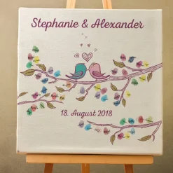 Personalisierte Hochzeit Gästebuch Leinwand 50x50 cm – Fingerabdruck Wedding Tree – Individuelles Geschenk zur Hochzeit