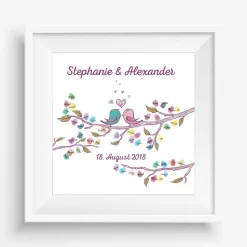 Personalisierte Hochzeit Gästebuch Leinwand 50x50 cm – Fingerabdruck Wedding Tree – Individuelles Geschenk zur Hochzeit