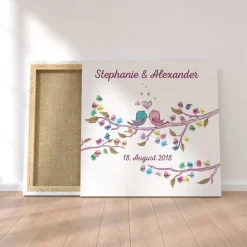 Personalisierte Hochzeit Gästebuch Leinwand 50x50 cm – Fingerabdruck Wedding Tree – Individuelles Geschenk zur Hochzeit