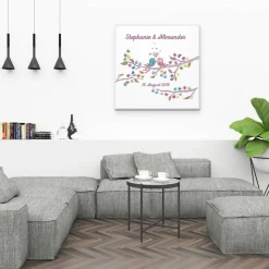 Personalisierte Hochzeit Gästebuch Leinwand 50x50 cm – Fingerabdruck Wedding Tree – Individuelles Geschenk zur Hochzeit