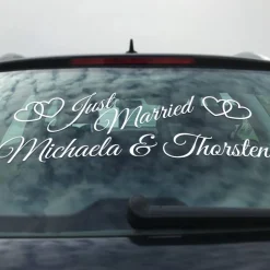 Personalisierte Hochzeitsaufkleber mit Namen – Liebevolle Sticker für Hochzeitsdeko – 60 cm, 16 Farben, wetterfest & abl