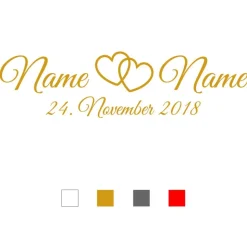 Personalisierte Hochzeitsaufkleber mit Namen – Liebevolle Sticker für Hochzeitsdeko – 60 cm, 16 Farben, wetterfest & abl
