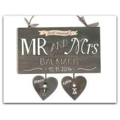 Personalisierte Hochzeitsgeschenk Türschild Holz – Handgemacht mit Namen & Hochzeitsdatum