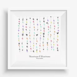 Personalisierte Hochzeitsgästebuch Leinwand – Wedding Tree Fingerabdruck mit Herzen & Namen – Geschenk Brautpaar 50x50 c