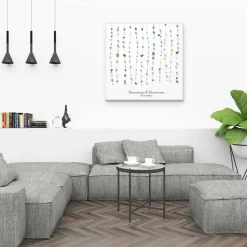 Personalisierte Hochzeitsgästebuch Leinwand – Wedding Tree Fingerabdruck mit Herzen & Namen – Geschenk Brautpaar 50x50 c