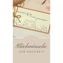 Personalisierte Hochzeitskarte Sommerhochzeit – Florales Design mit Geldfach & Spruch