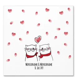 Personalisierte Hochzeitsgästebuch Leinwand – Wedding Tree Fingerabdruck mit Herzen & Namen – Geschenk Brautpaar 50x50 c