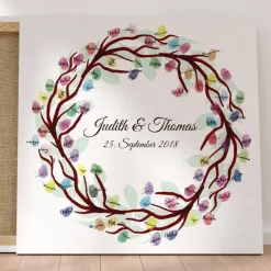 Personalisierte Hochzeitsgästebuch Leinwand – Wedding Tree Fingerabdruck – Geschenk für Brautpaar & originelle Hochzeits