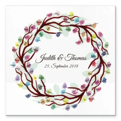 Personalisierte Hochzeitsgästebuch Leinwand – Wedding Tree Fingerabdruck – Geschenk für Brautpaar & originelle Hochzeits