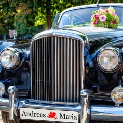 Personalisierte Hochzeitskennzeichen mit Namen – 2 Stück, Deko fürs Hochzeitsauto, Wunschtext