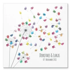 Personalisierte Hochzeitsgästebuch Leinwand – Wedding Tree Fingerabdruck mit Herzen & Namen – Geschenk Brautpaar 50x50 c