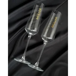 Personalisierte Hochzeitsgläser und Samtüberzug oder bemalte Champagnerflasche | Geschenk für Brautparty und Gäste