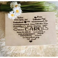 Personalisierte Holzbox mit  Lieblingssprüchen und einer Widmung eignen sich hervorragend für verschiedene Anlässe