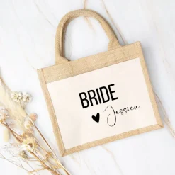 Personalisierte Jute-Tasche zur Hochzeit & JGA – für Braut, Trauzeugin & Co.
