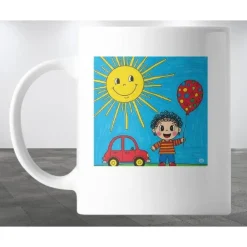 Personalisierte Keramiktasse (325ml) mit Kindermalerei – Einzigartiges Geschenk & Erinnerung