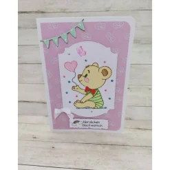 Personalisierte Kindergeburtstagskarte mit Rehkitz oder Teddybär – Handgefertigte Glückwunschkarte mit Name und Alter