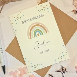 Personalisierte Kommunionskarte für Mädchen mit Namen & Datum – Glückwunschkarte zur Erstkommunion